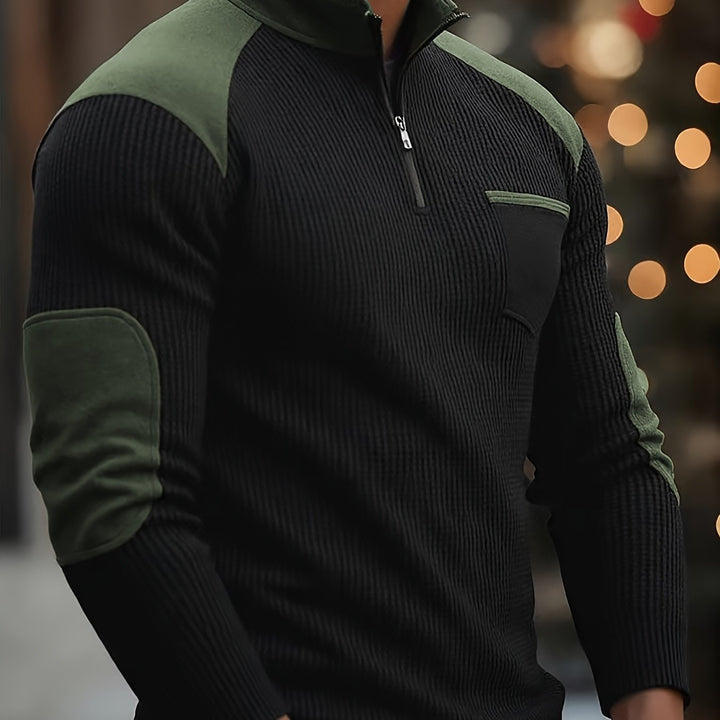 Rory | Tekstureret Farveblok Quarter-Zip Pullover