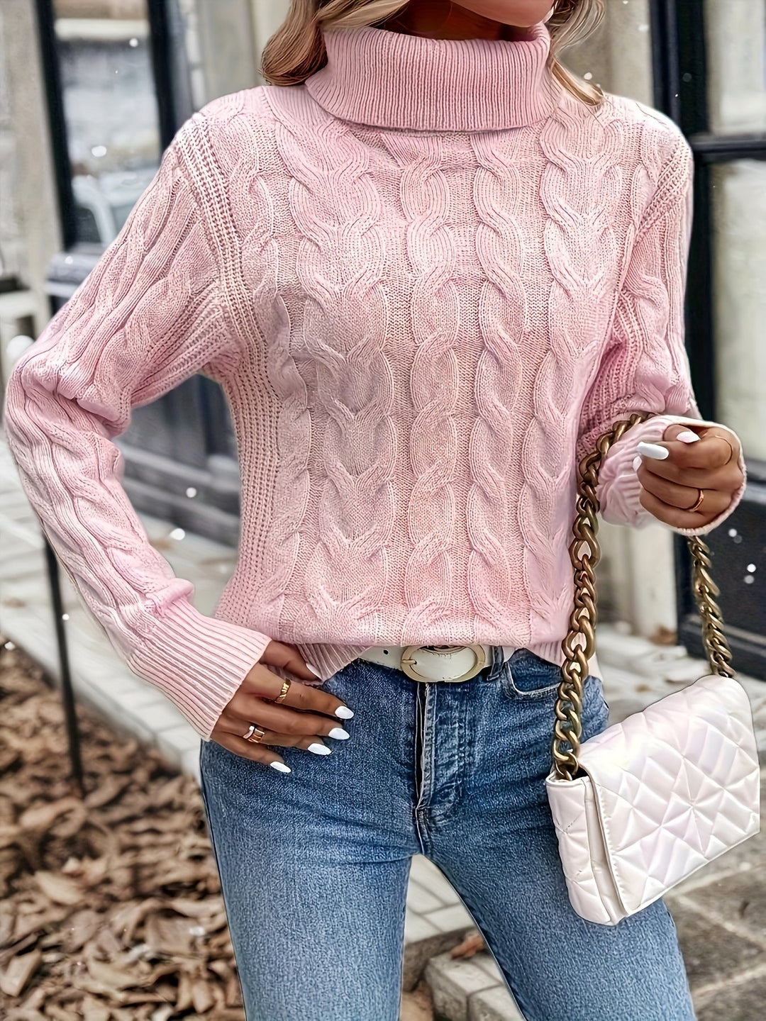 Celeste | Cozy Cable-Knit Turtleneck Sweater