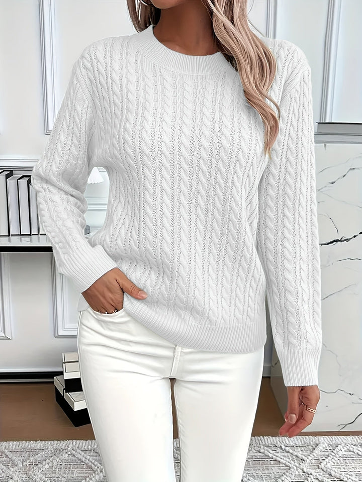 Faye | Kabelstrikket Rundhalset Sweater