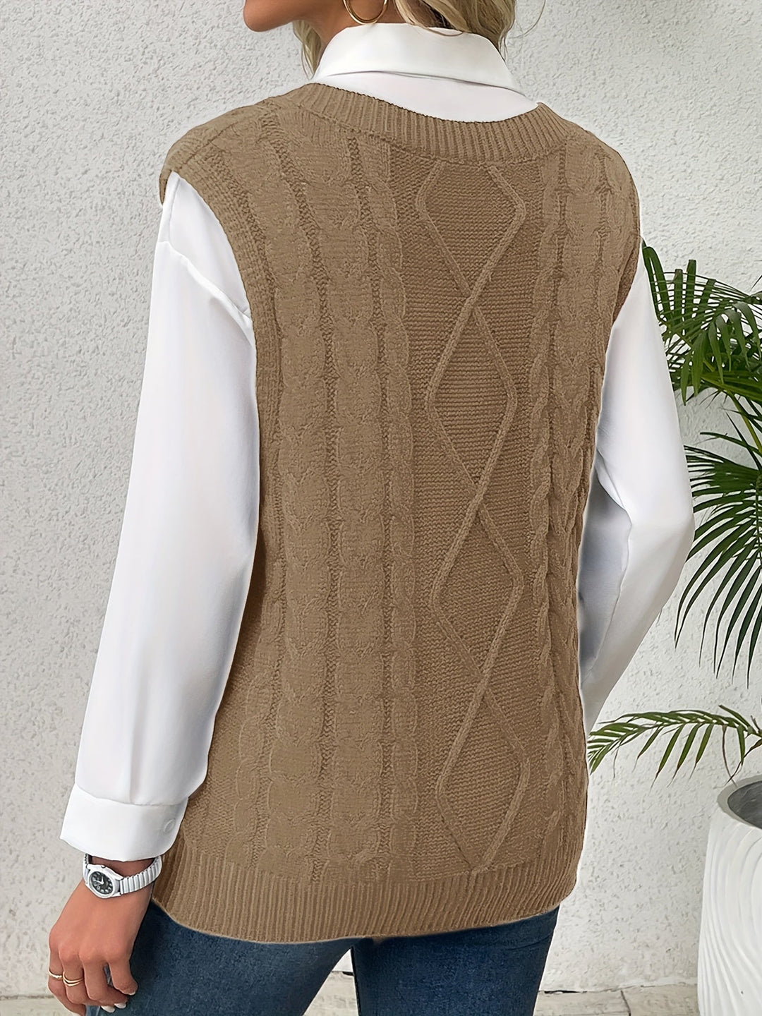 Cora | Cozy Cable-Knit V-Hals Sweater Vest