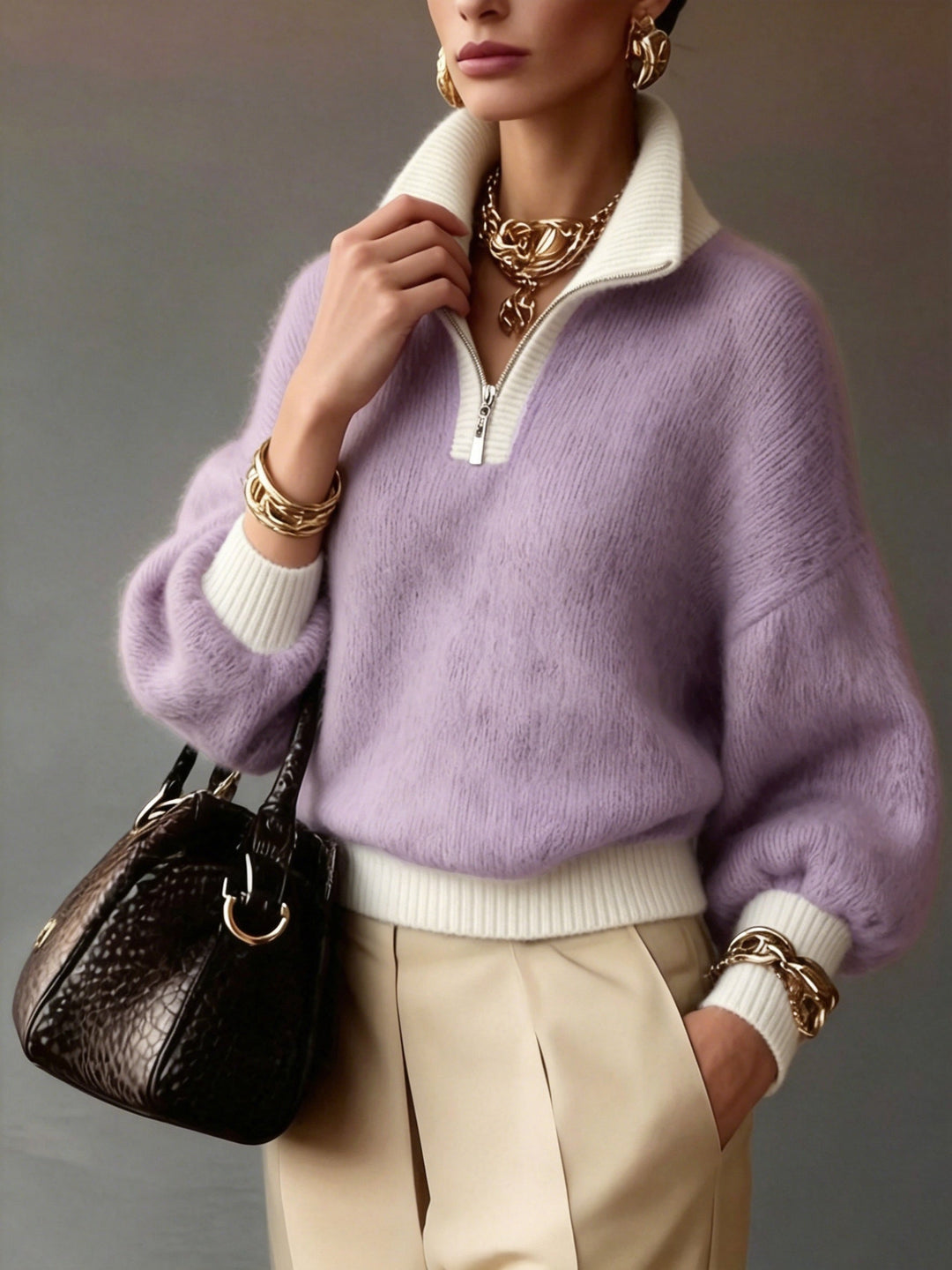 Cecily | Afslappet Halv-Zip Sweater