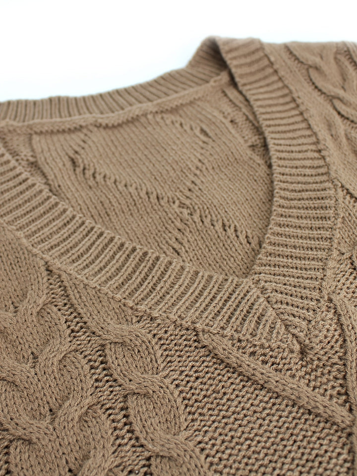 Cora | Cozy Cable-Knit V-Hals Sweater Vest