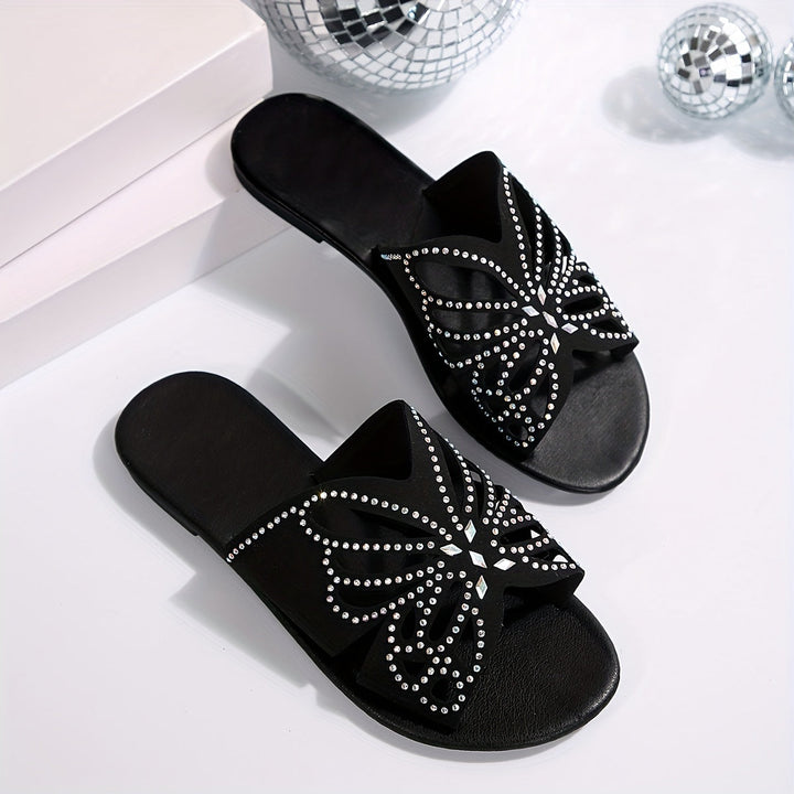 Faye | Funklende Sommerfugle Slide Sandaler