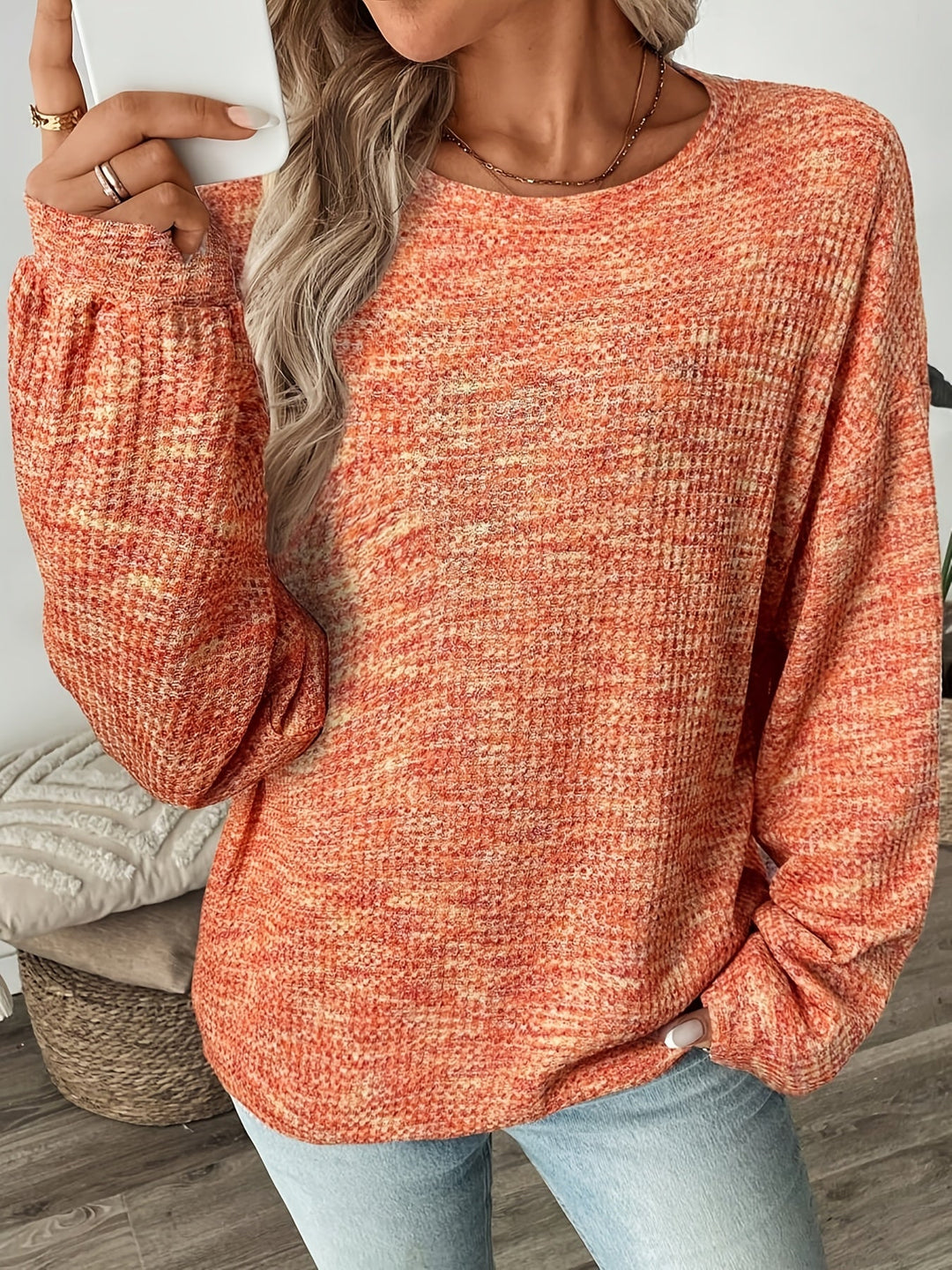 Katrina | Afslappet Vaffelstrikket Sweater