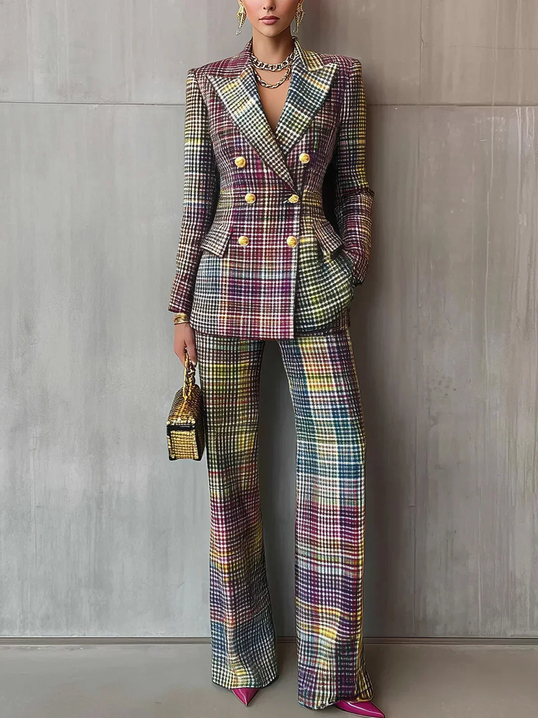 Sophia | Luxe Multicolor V-hals Suit