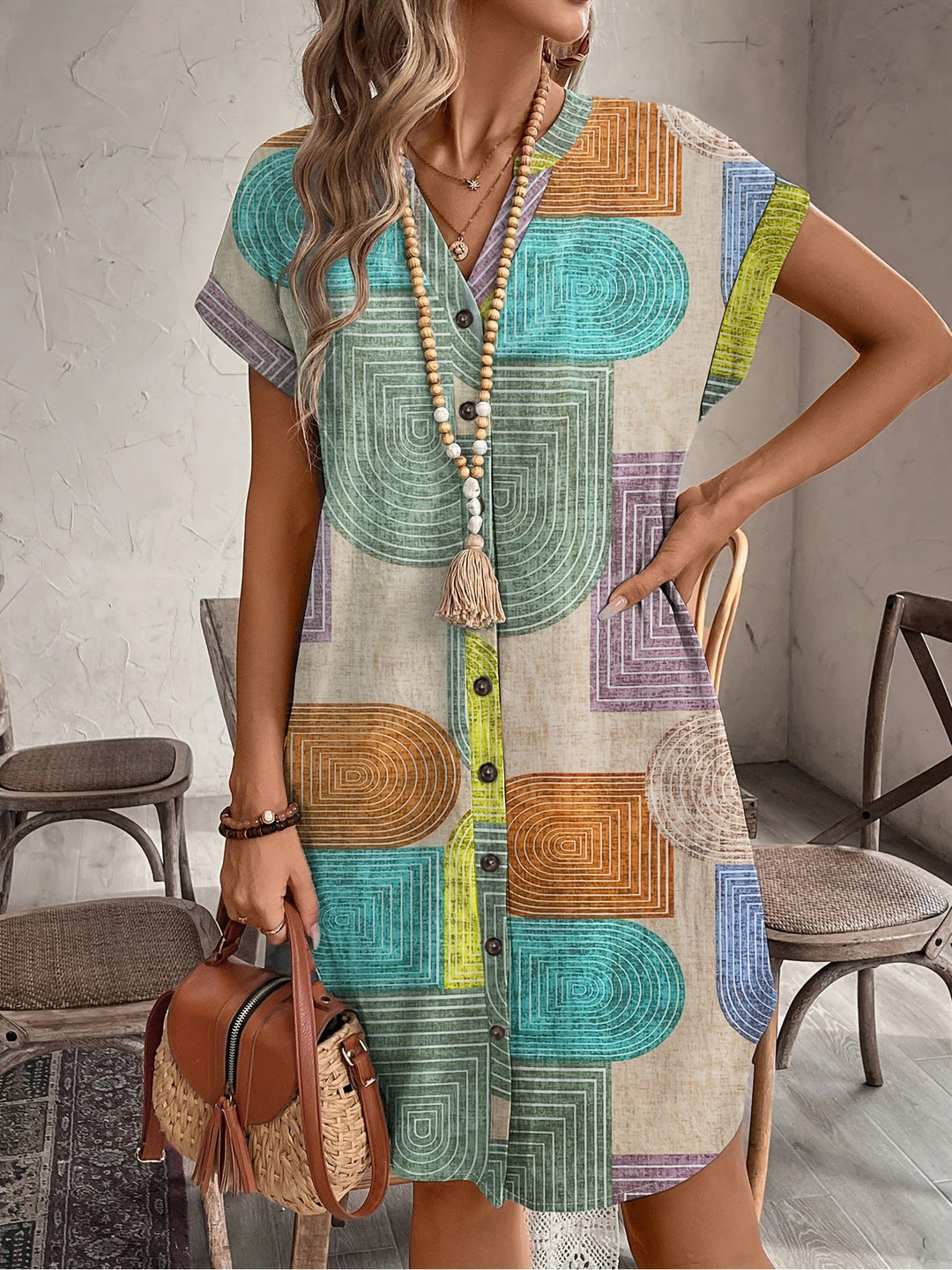 Miriam | Retro Print Skjortekjole