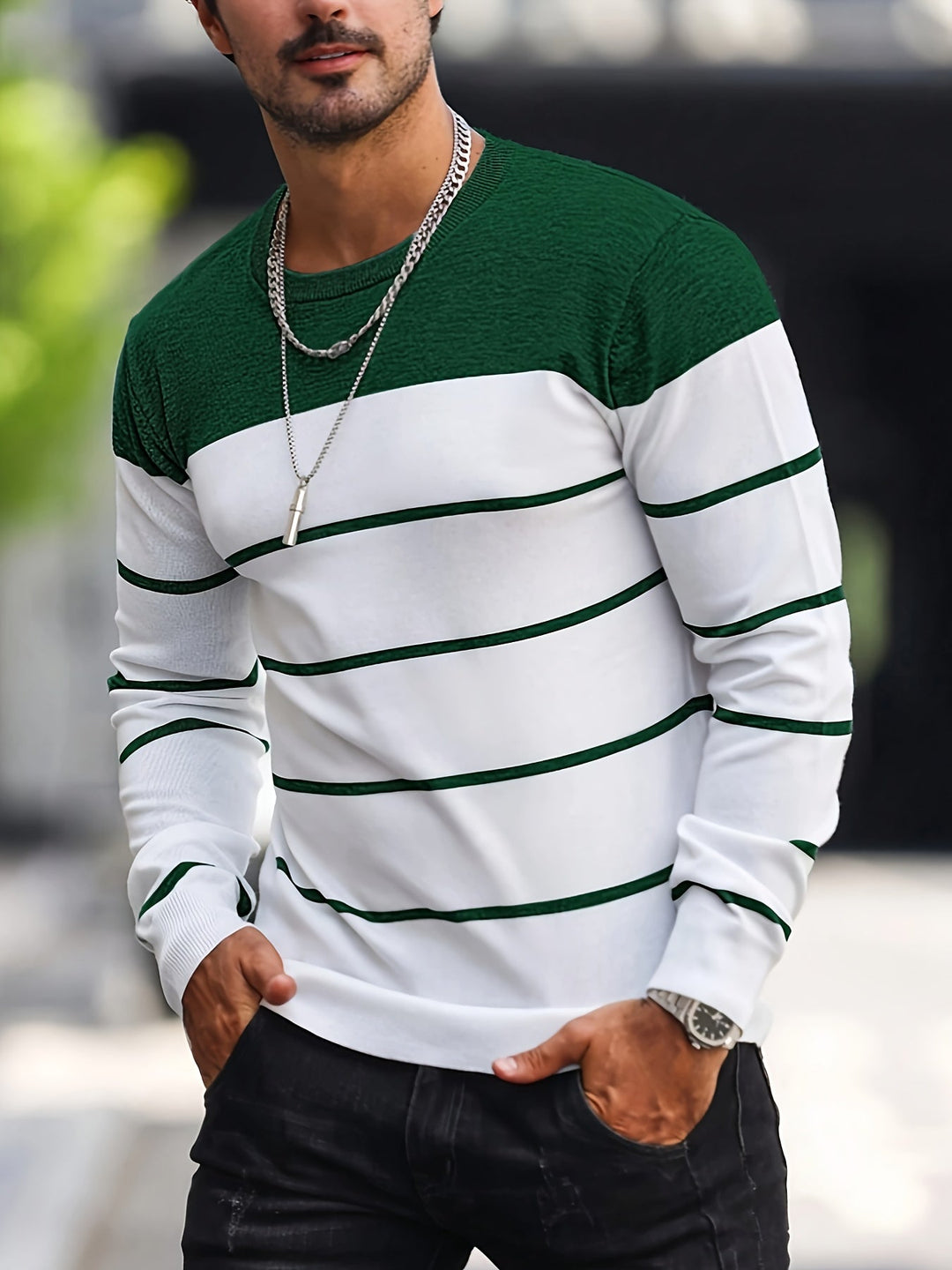 Henry | Stribet Crew Neck Sweater
