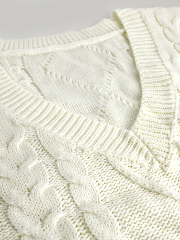 Cora | Cozy Cable-Knit V-Hals Sweater Vest