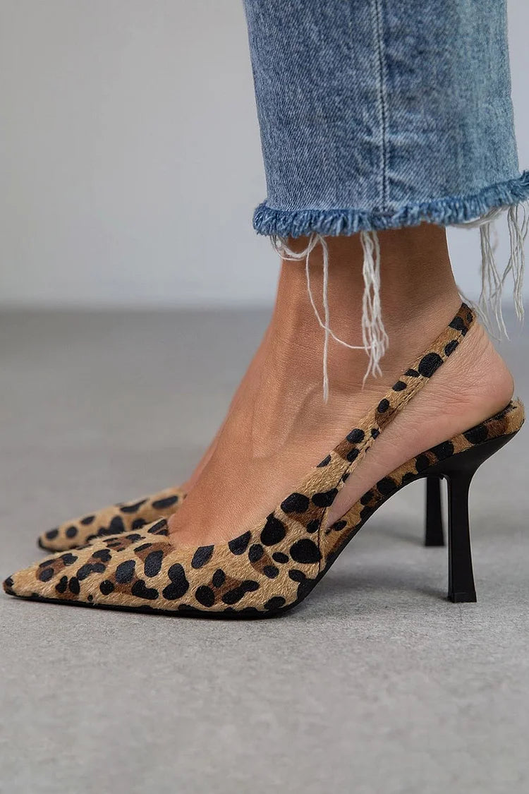 Bailey | Leopard Slingback Spidse Hæle