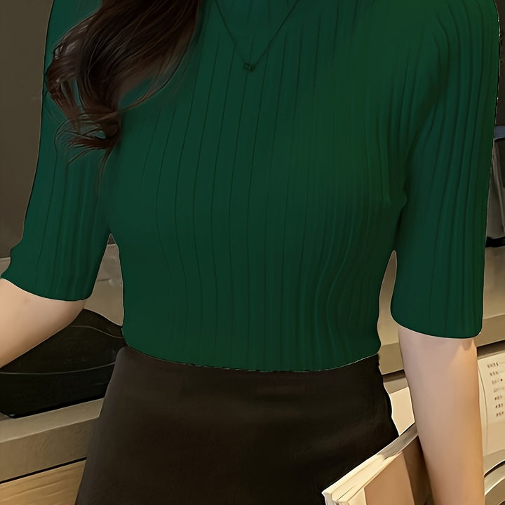 Verity | Ribbede Mock-Neck Top