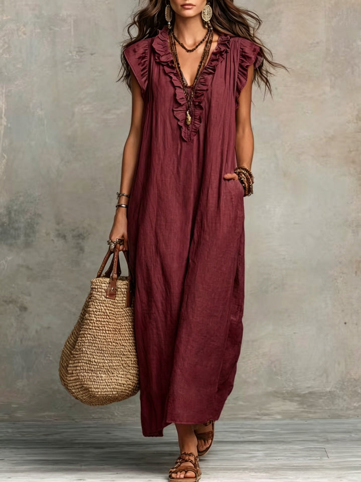 Marisol | Rynket Bohemian Maxi Kjole