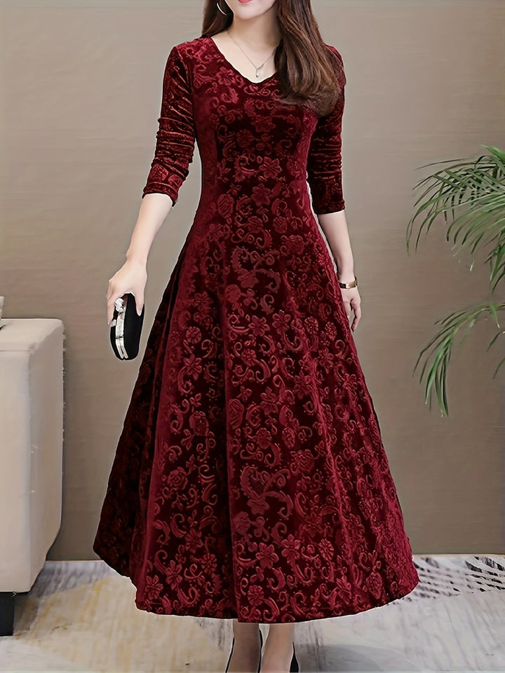 Adeline | Elegant Langærmet Midi Kjole