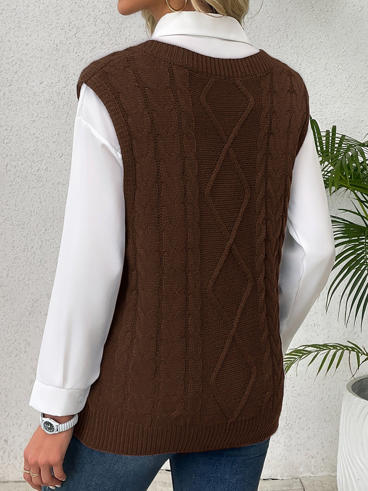 Cora | Cozy Cable-Knit V-Hals Sweater Vest