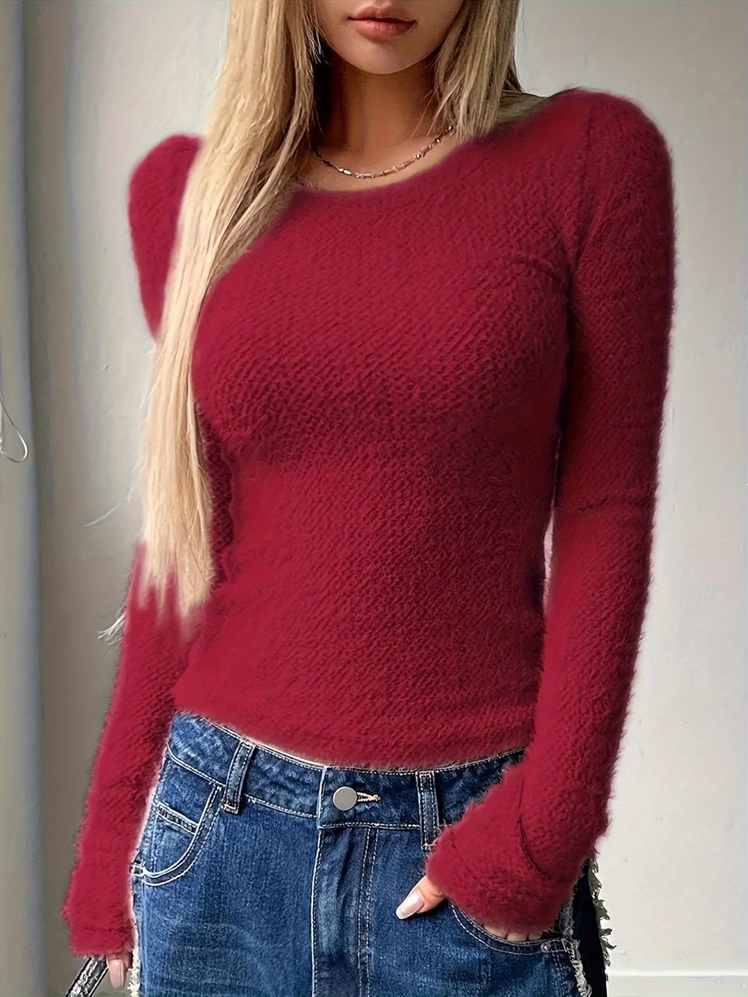 Noreen | Blødt Plush Langærmet Top