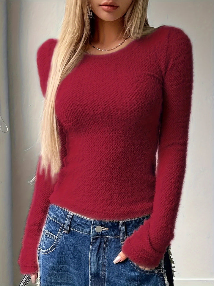 Noreen | Blødt Plush Langærmet Top