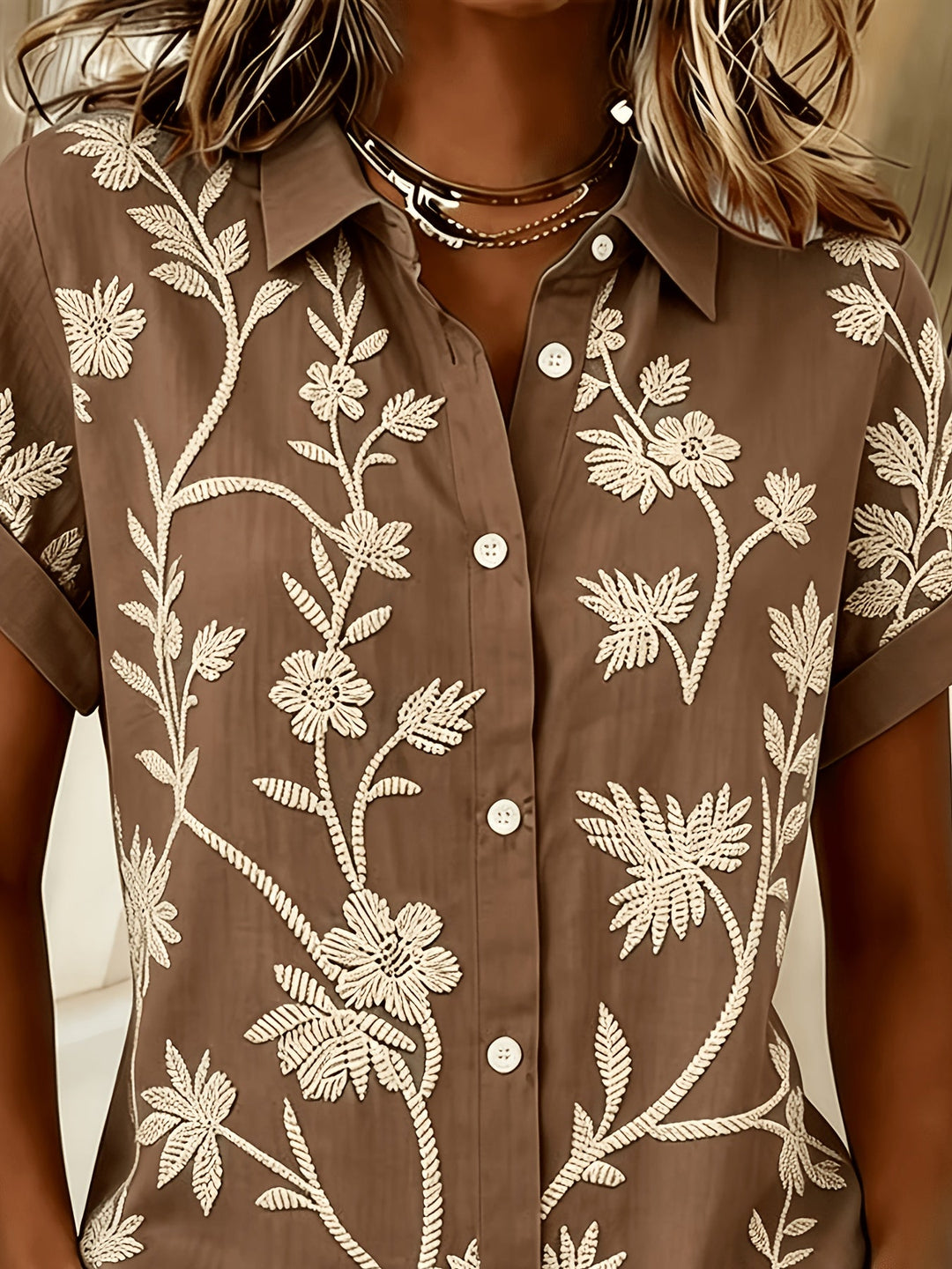 Regina | Botanisk Print Skjorte