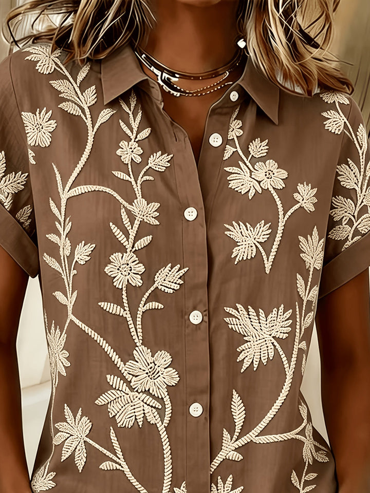 Regina | Botanisk Print Skjorte
