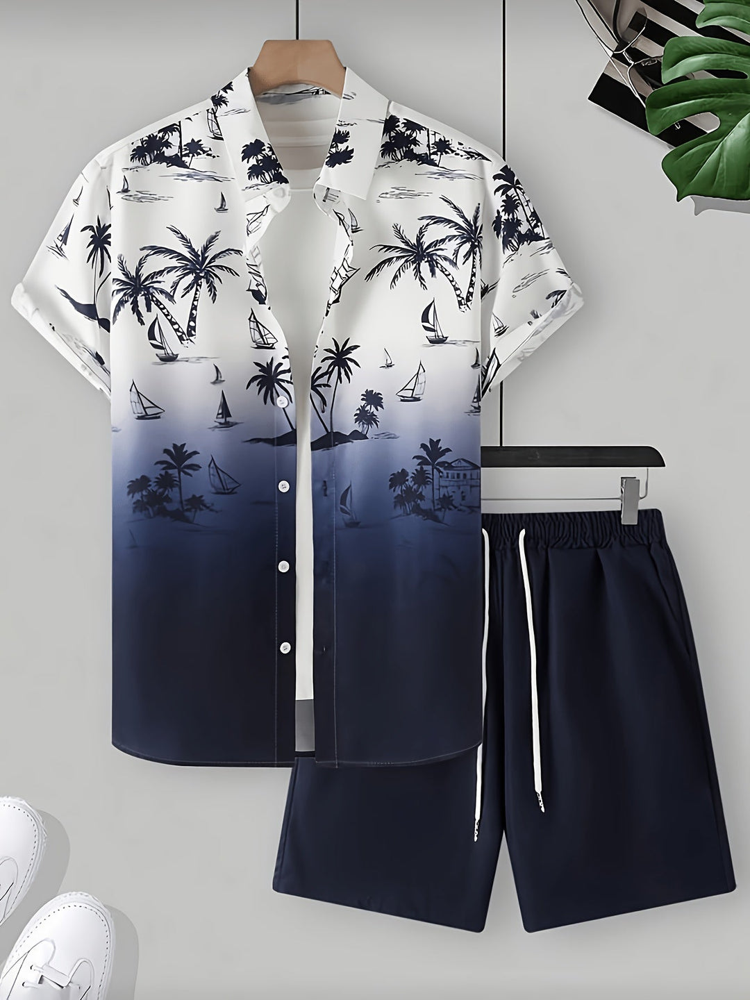 Garrett | Kystprint Skjorte og Shorts Sæt