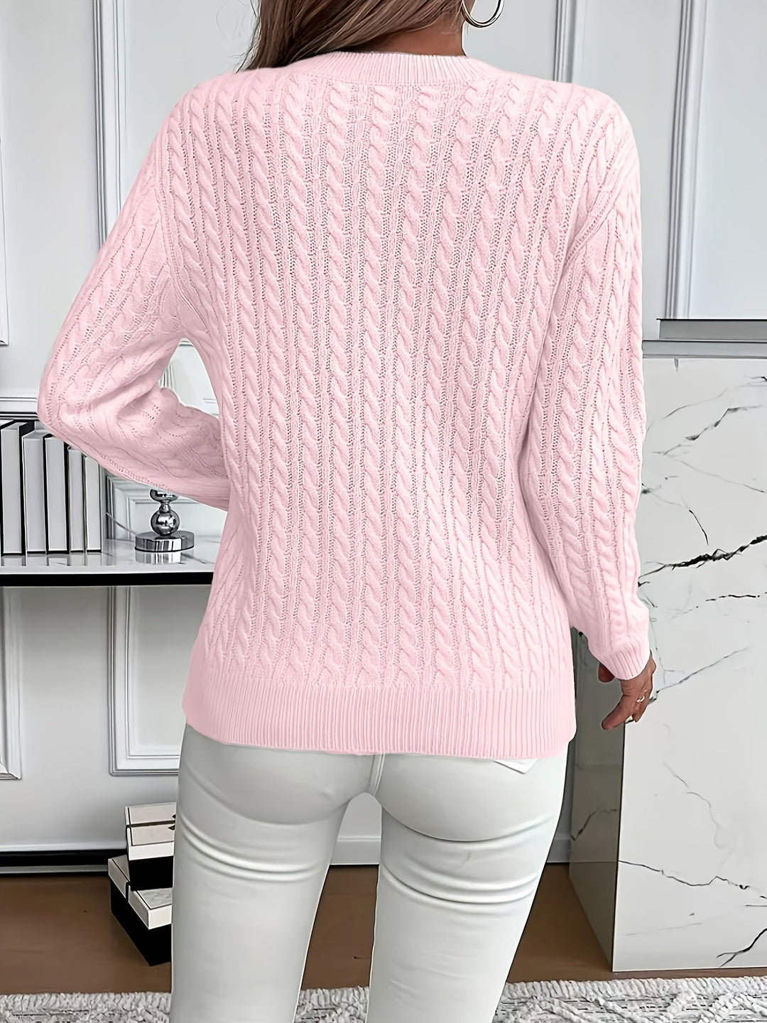 Faye | Kabelstrikket Rundhalset Sweater