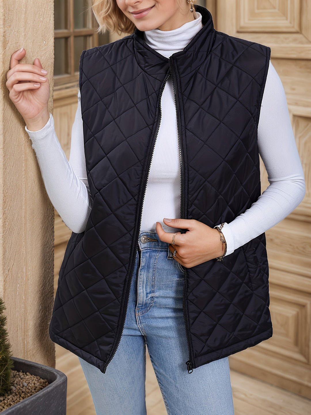 Eileen | Diamant-quilted Langline Vest