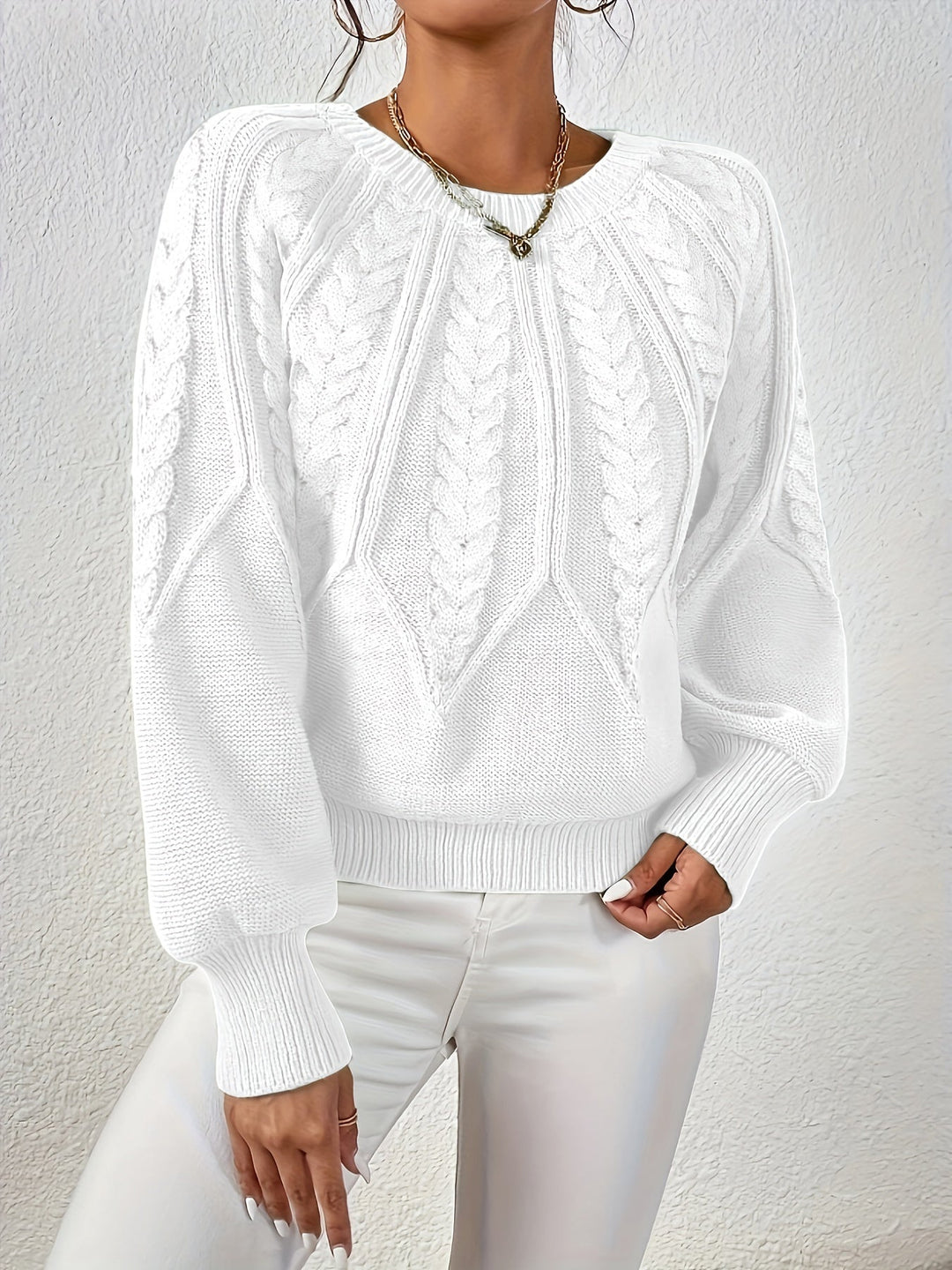 Cassidy | Kabelstrikket Rundhalset Sweater