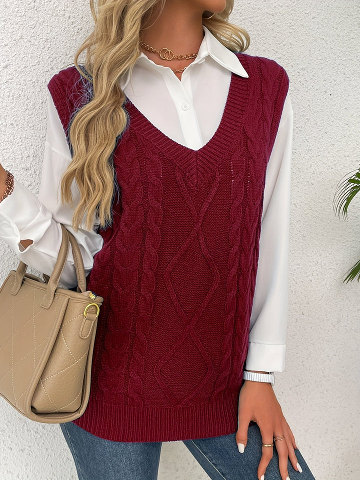 Cora | Cozy Cable-Knit V-Hals Sweater Vest
