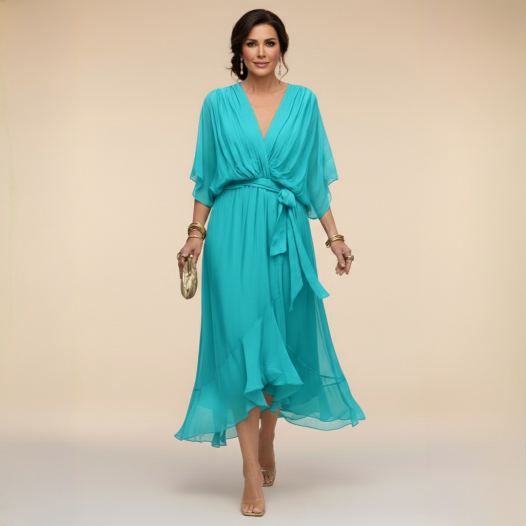 Abigail | Stilfuld Chiffon V-Hals Kjole