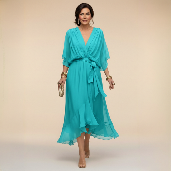 Abigail | Stilfuld Chiffon V-Hals Kjole