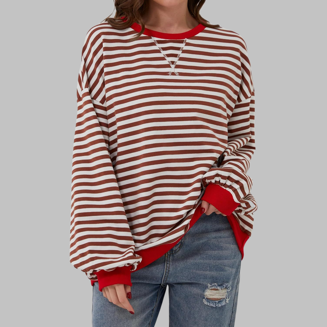 Margaret | Casual Langærmet Stribet Sweatshirt