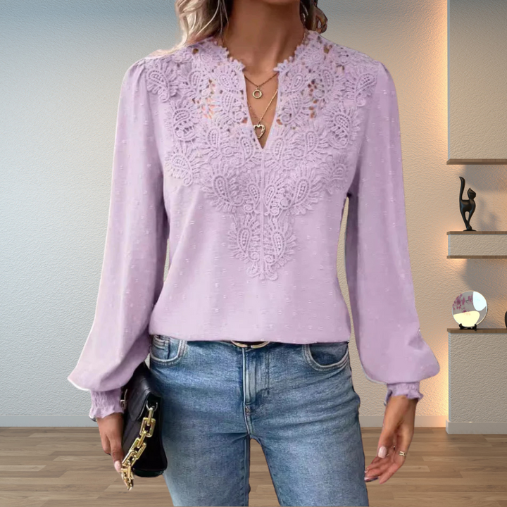 Marlene | Elegant Bluse med Blondekant