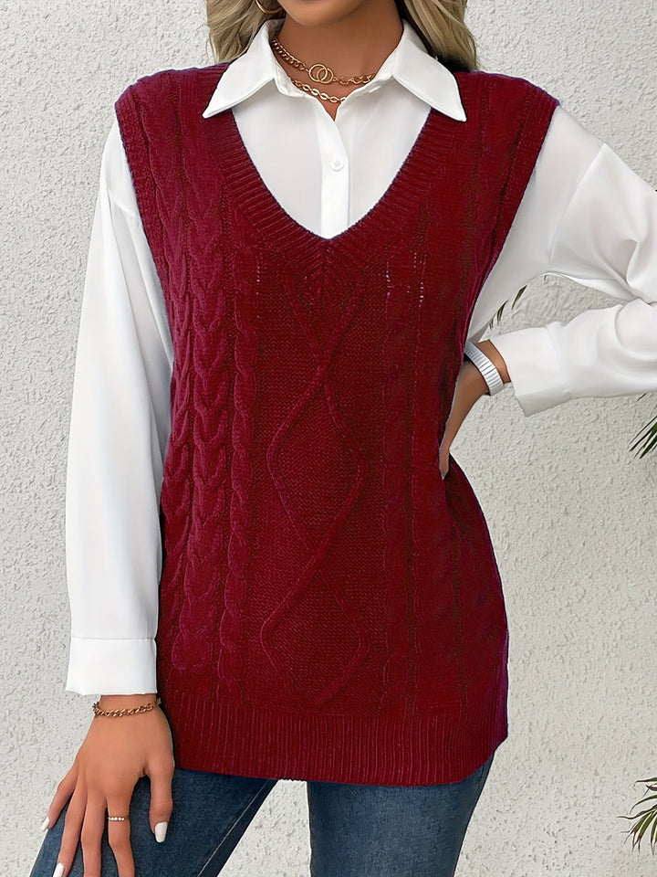 Cora | Cozy Cable-Knit V-Hals Sweater Vest