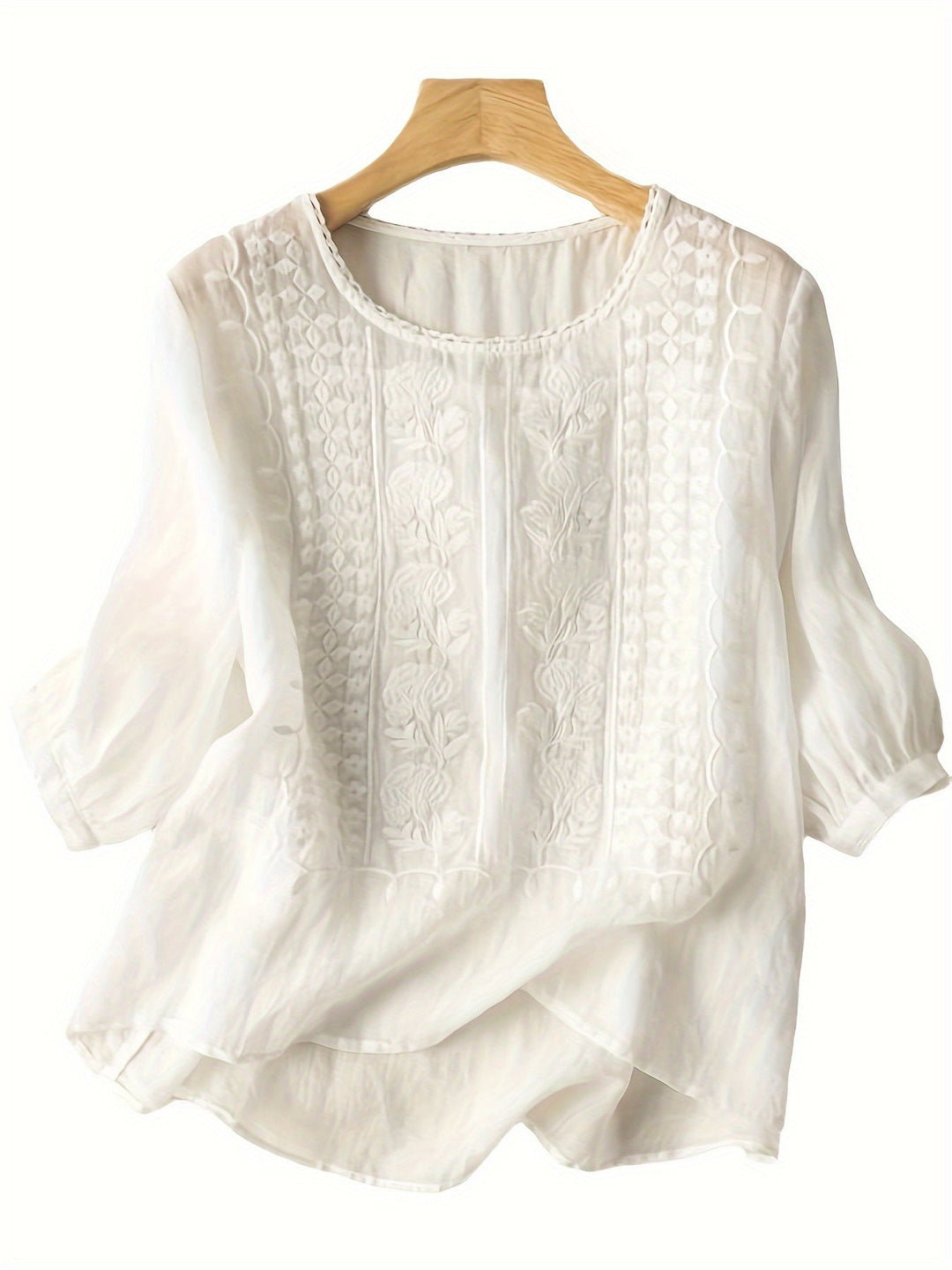 Susannah | Broderet Scoop-Nakke Bluse