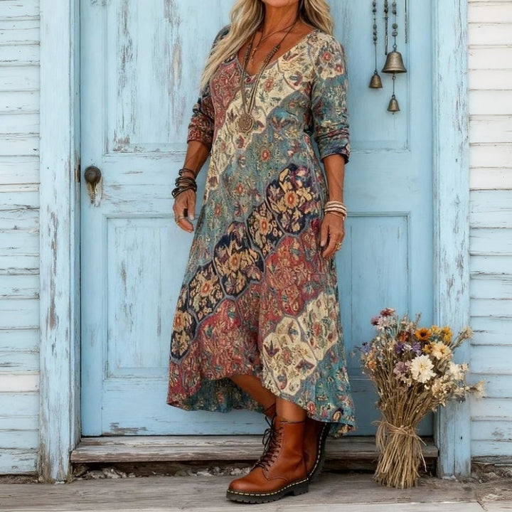 Marnie | Vintage Blomster Langærmet Casual Kjole
