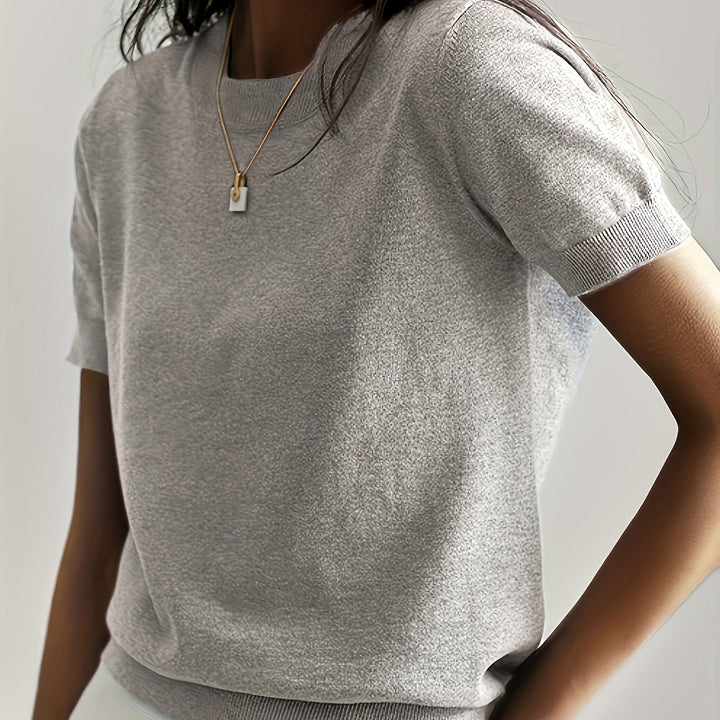 Harriet | Finstrikket T-Shirt med Korte Ærmer