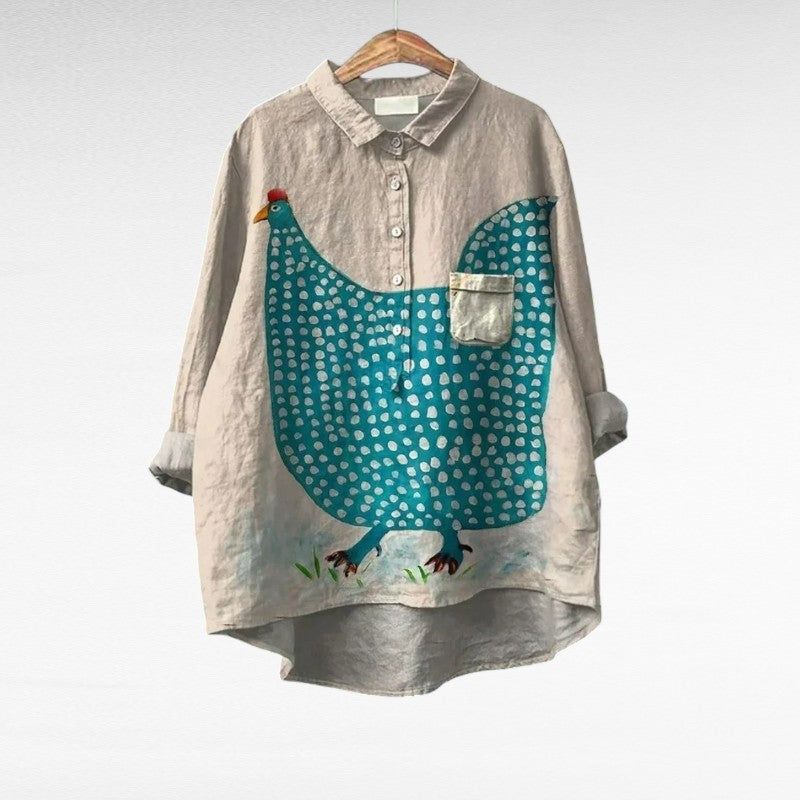 Keisha | Moderne Kylling Print Bluse
