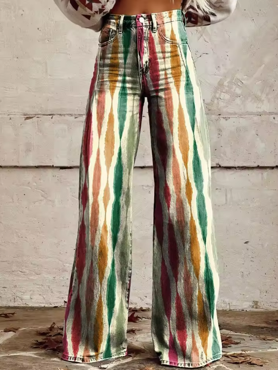 Carrie | Elegant Multicolor Boho Bukser
