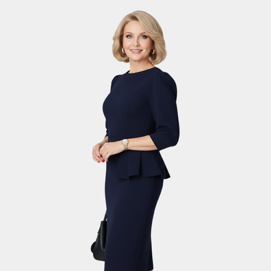 Adele | Sculpted Peplum Midi Kjole