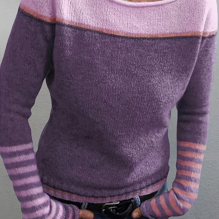 Francesca | Farveblok Båd Hals Sweater