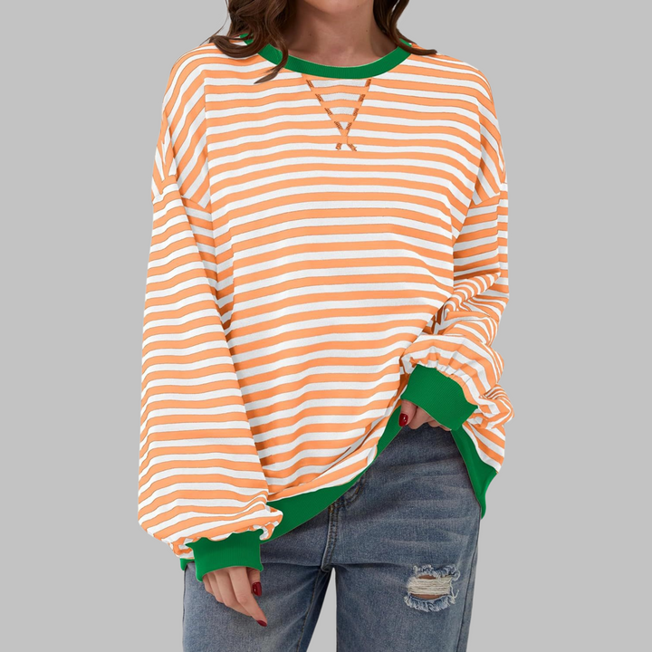 Margaret | Casual Langærmet Stribet Sweatshirt
