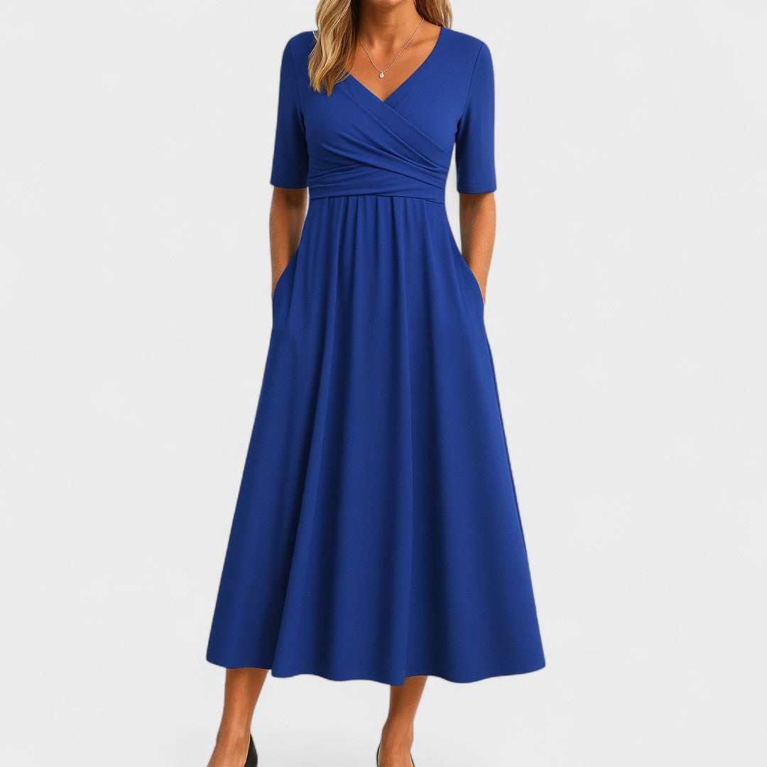 Maddison | Elegant Plisseret Midi Kjole