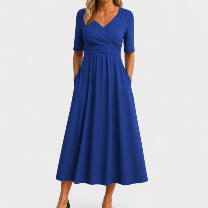 Maddison | Elegant Plisseret Midi Kjole