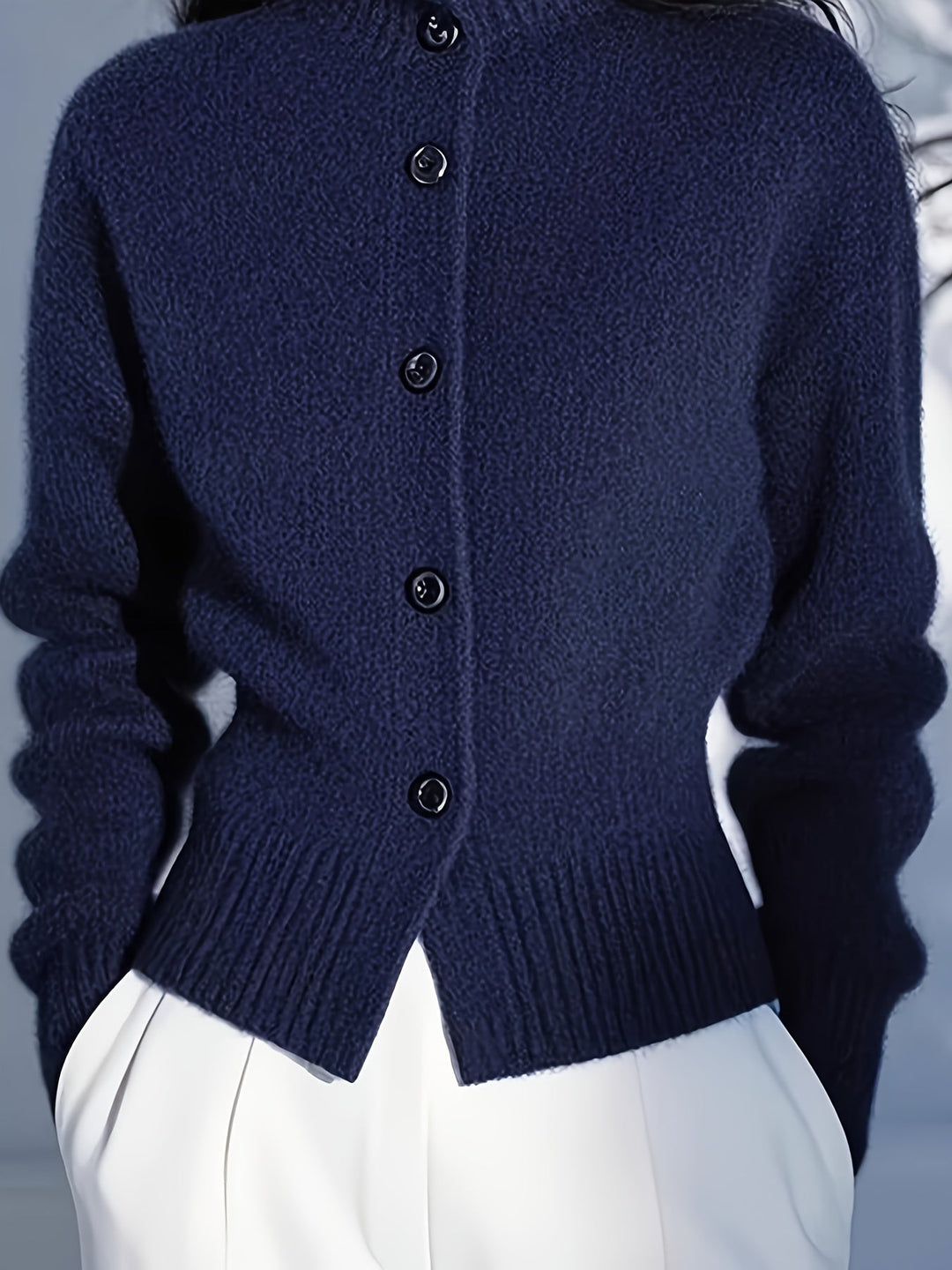 Margot | Højhalset Knap Cardigan