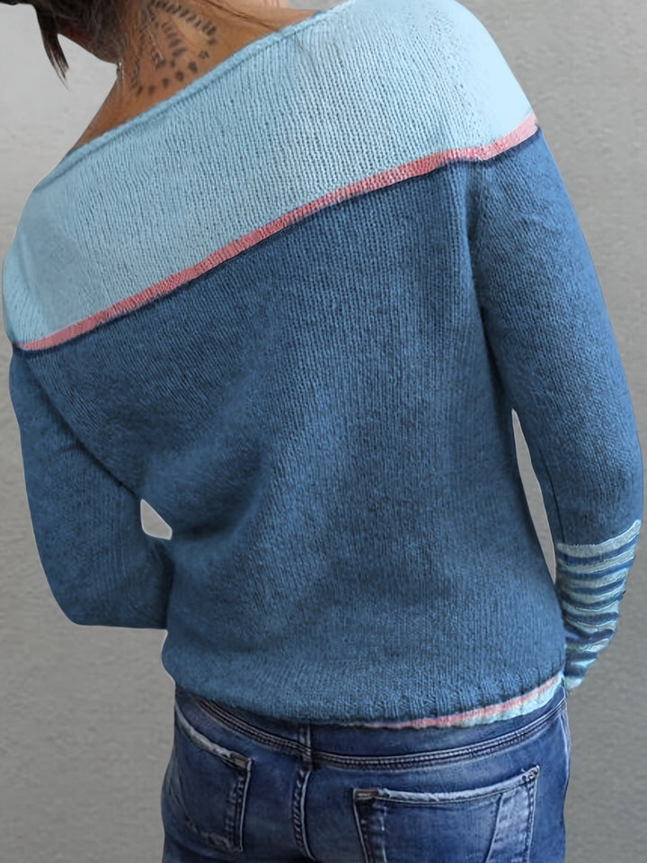 Francesca | Farveblok Båd Hals Sweater