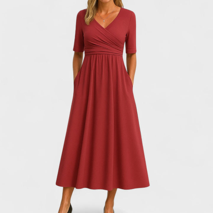 Maddison | Elegant Plisseret Midi Kjole