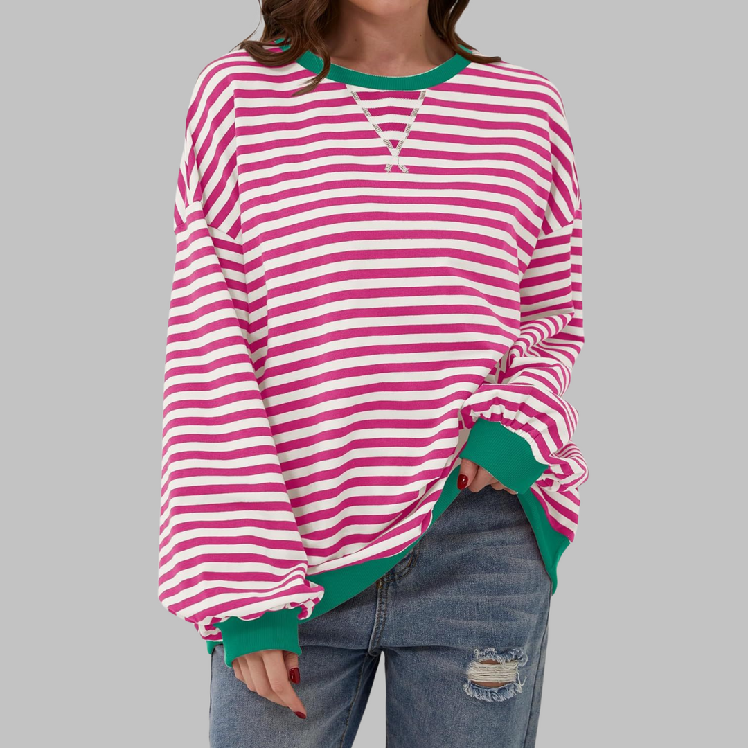 Margaret | Casual Langærmet Stribet Sweatshirt