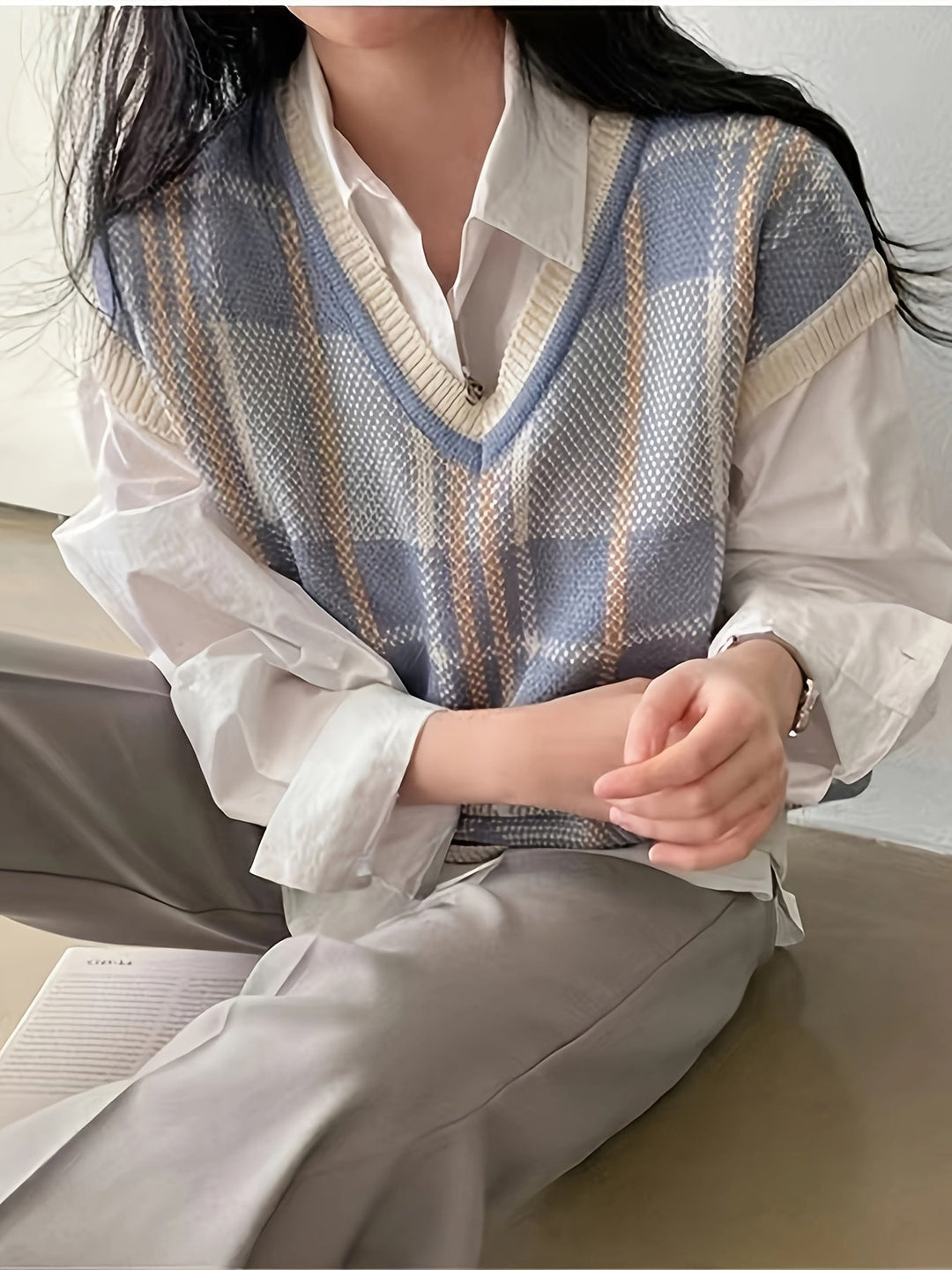 Marnie | Vintage Ternet V-Hals Sweater Vest