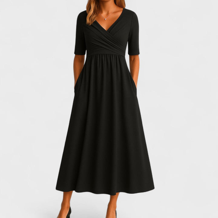 Maddison | Elegant Plisseret Midi Kjole