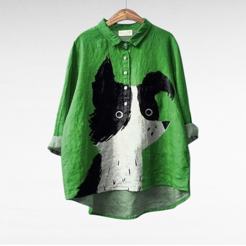 Sherry | Moderne Hundetryk Kunst Bluse