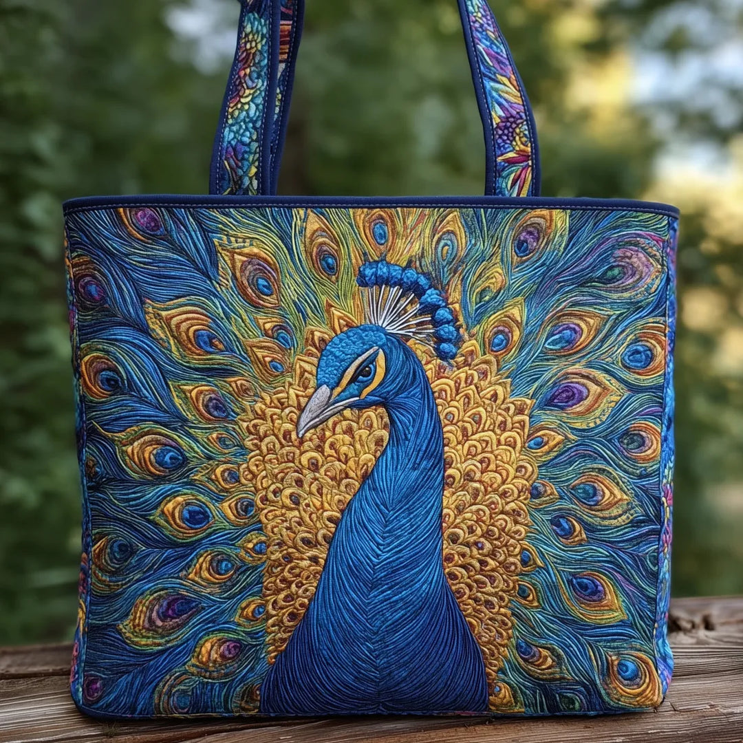Denise | Stilfuld Påfugl Kunst Tote Taske