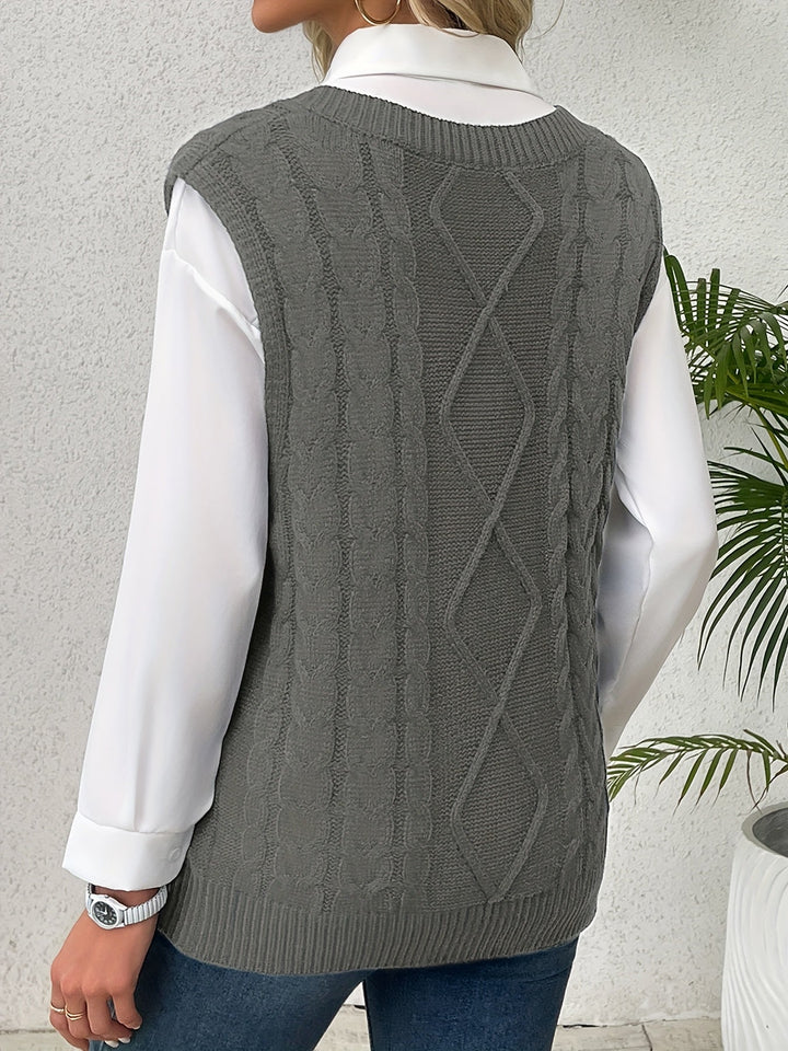 Cora | Cozy Cable-Knit V-Hals Sweater Vest